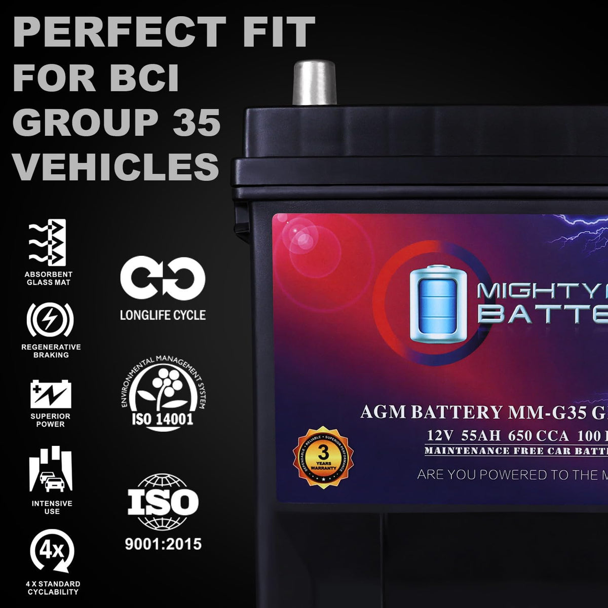 12V 55Ah AGM Replacement Battery Z118640