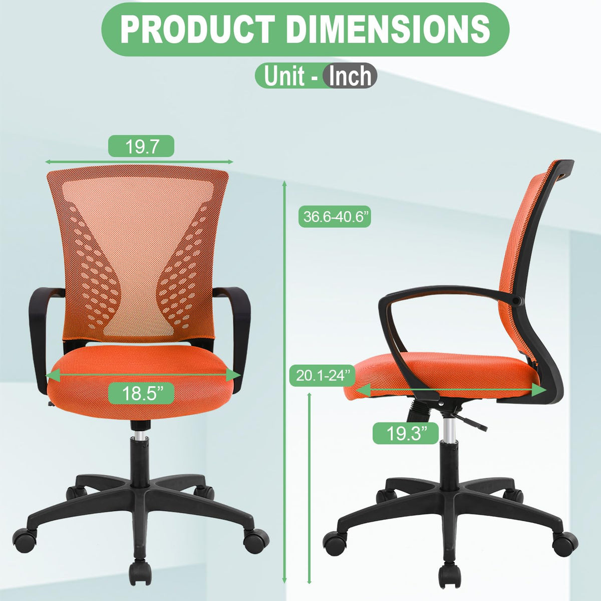 Orange Ergonomic Office Desk Chair with Armrest Z63942