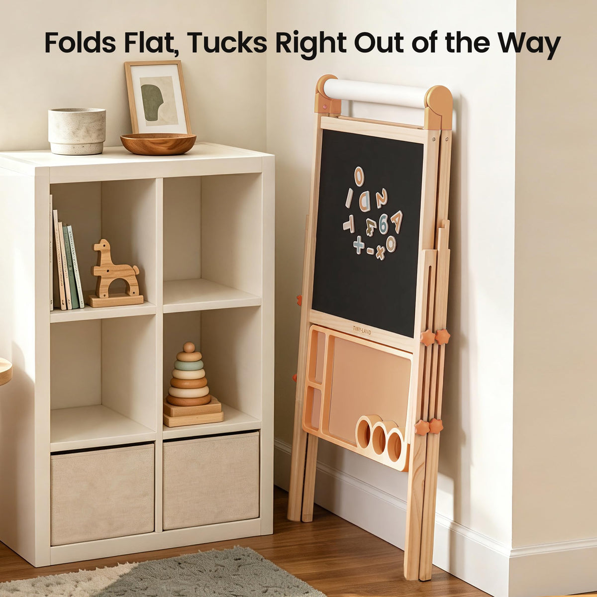 Foldable Wooden Art Easel with Chalkboard & Whiteboard R6178