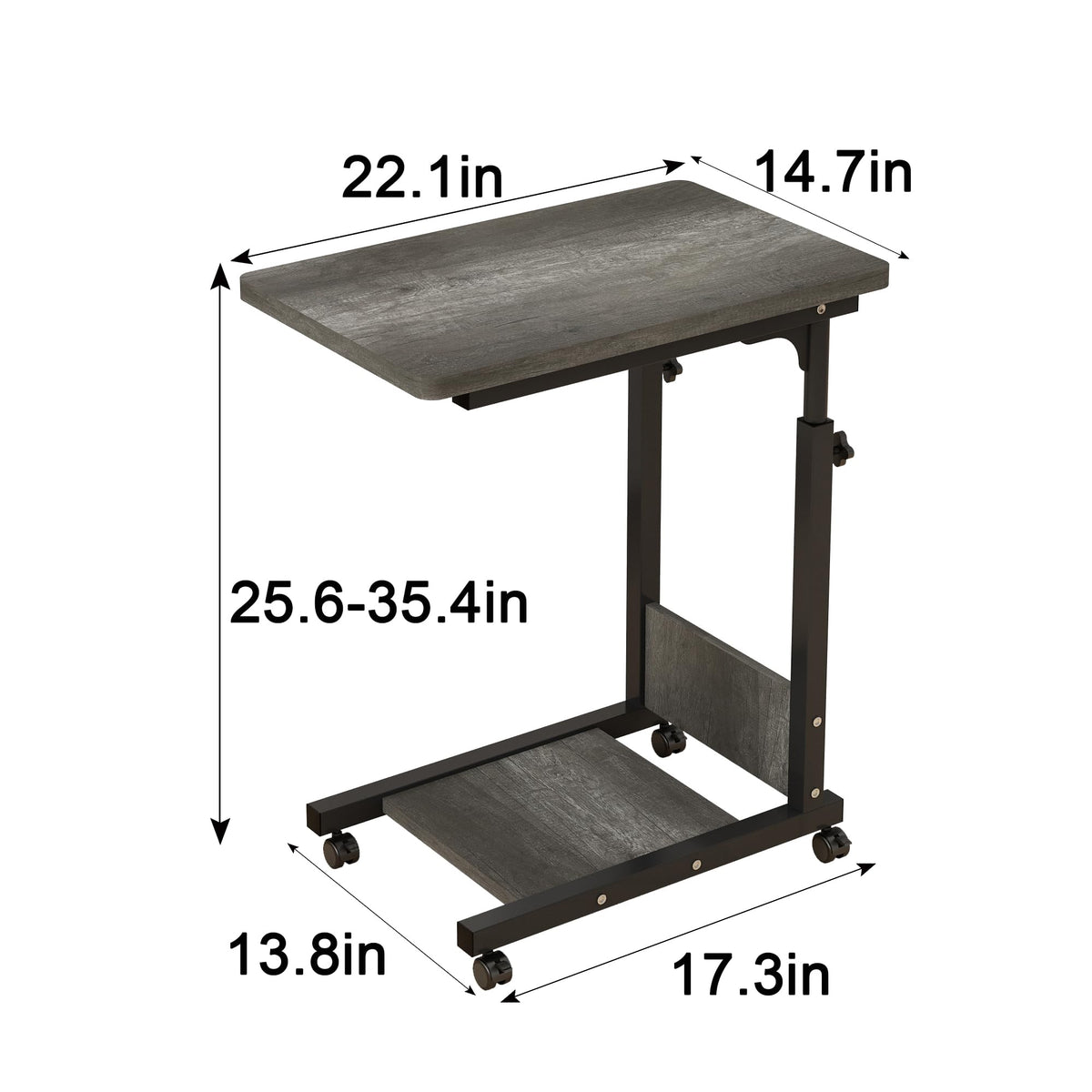 Adjustable Height C Table with Wheels and Storage O77120