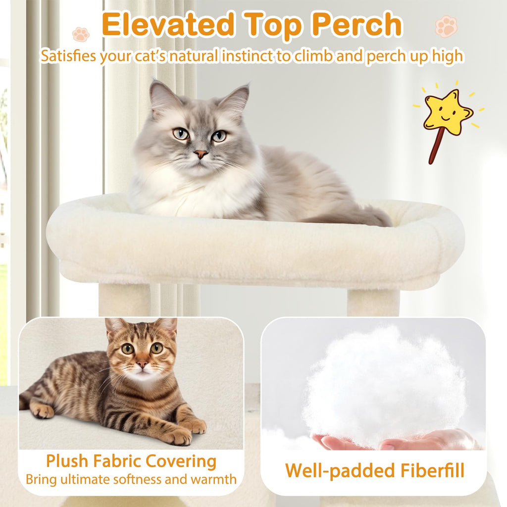 70 Inch Multi-Level Cat Tree with Sisal Scratching Posts and Condos B4723