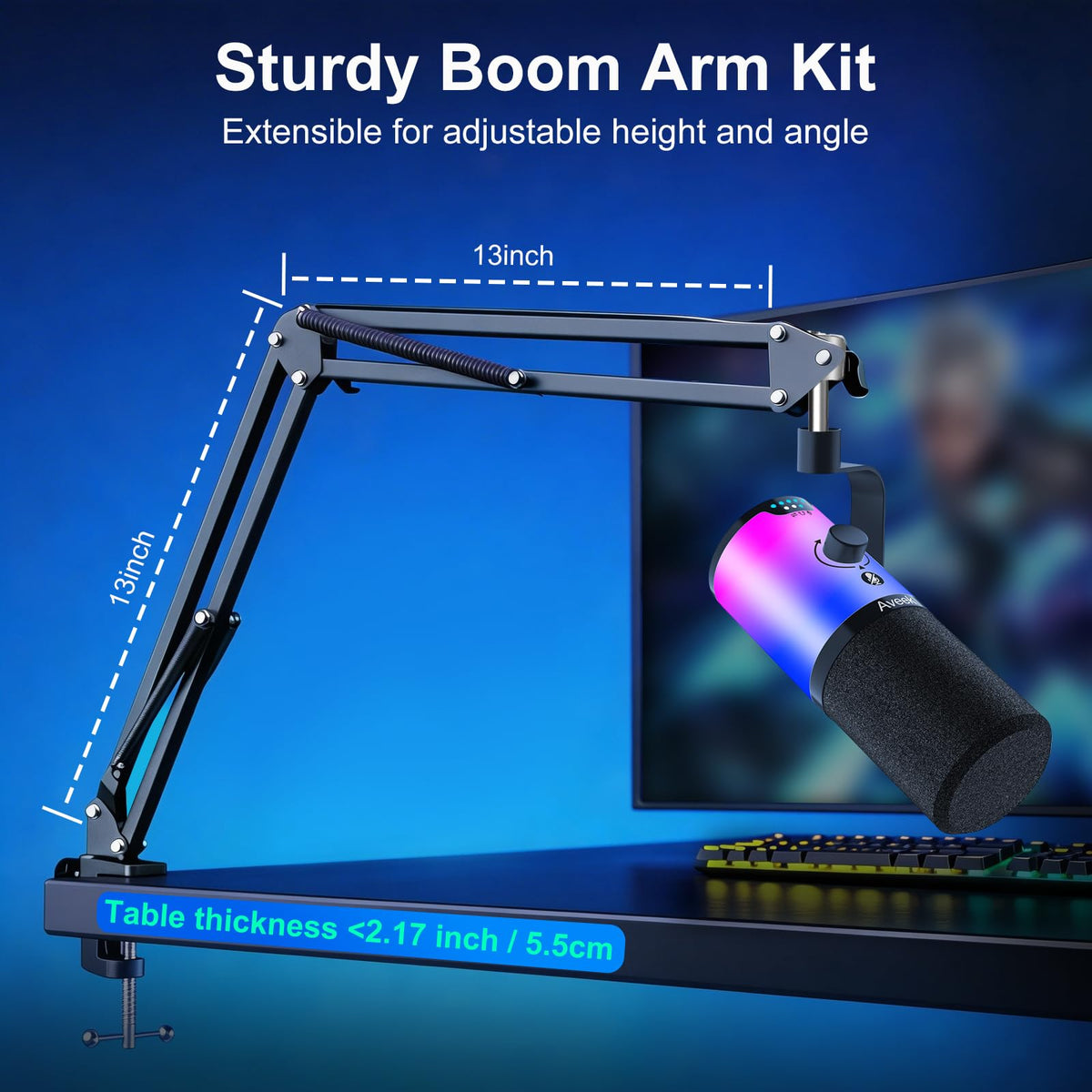 USB/XLR Dynamic Microphone with Boom Arm T37810