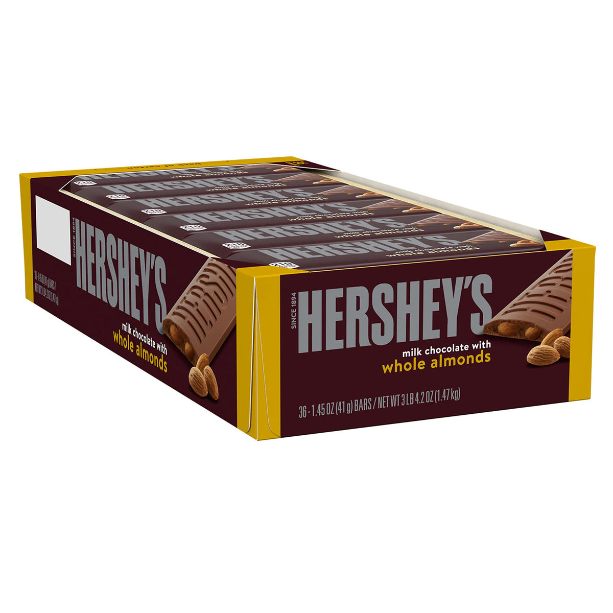 Milk Chocolate with Whole Almonds Candy Bars 1.45 oz 36 Count W510459