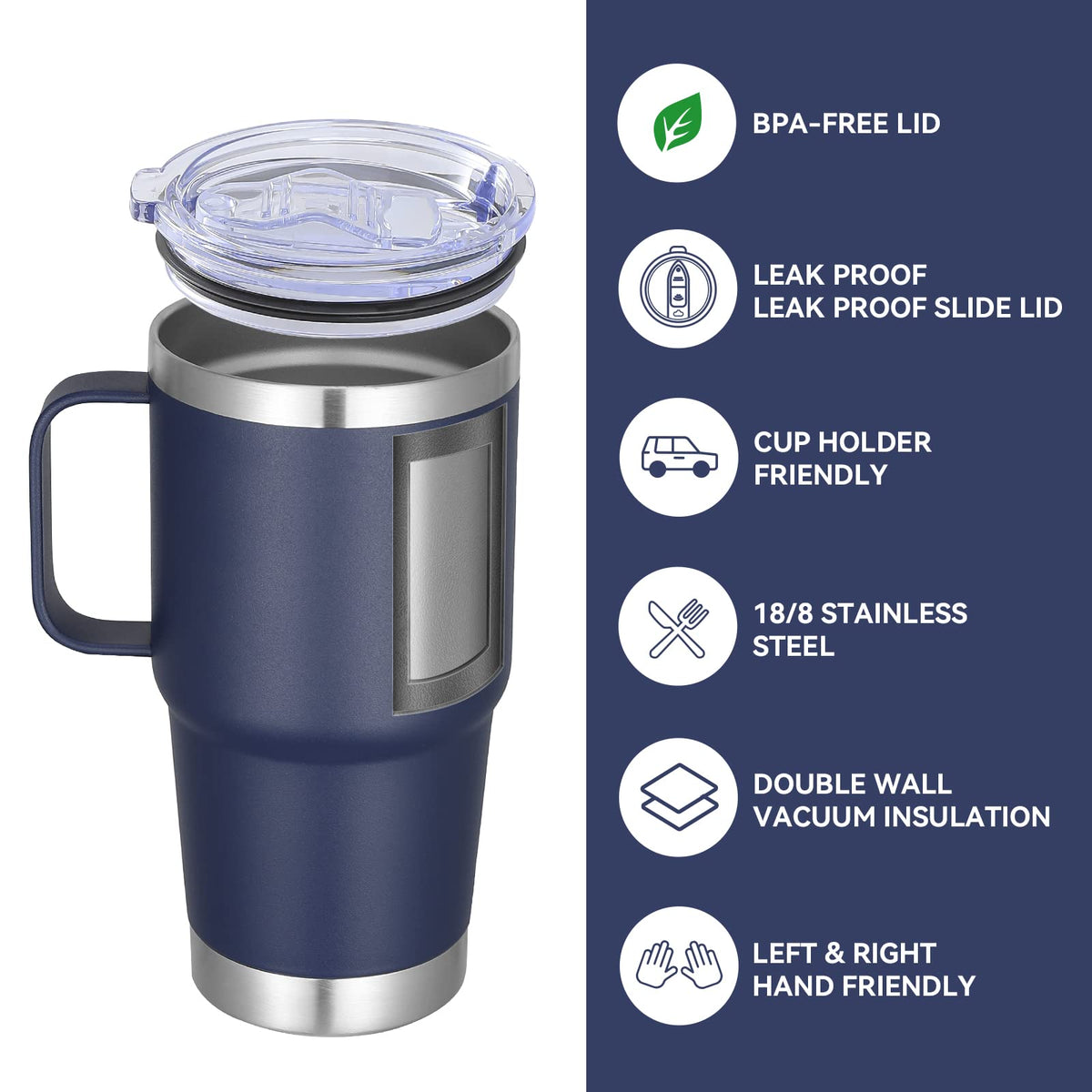 20 oz Stainless Steel Insulated Tumbler with Handle Lid and Straw R174904