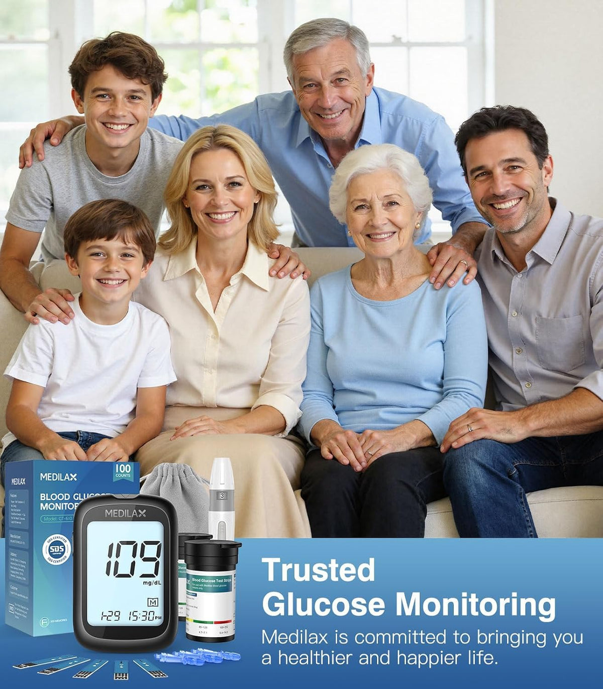 Blood Glucose Monitor Kit with 100 Strips P688576