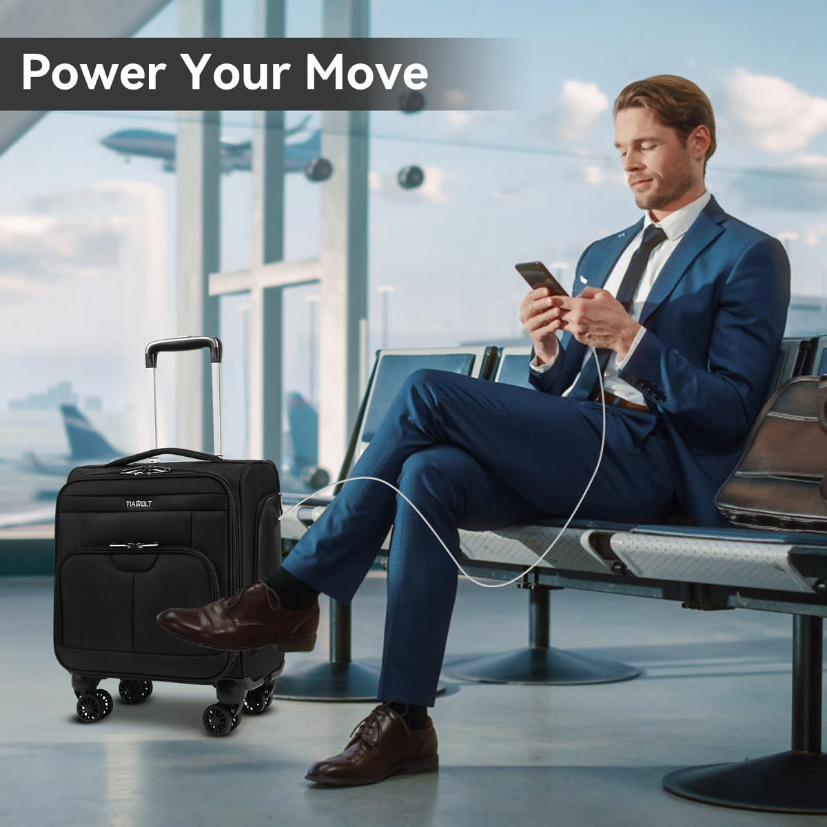 16 Inch Underseat Carry on Luggage with Wheels Black G925