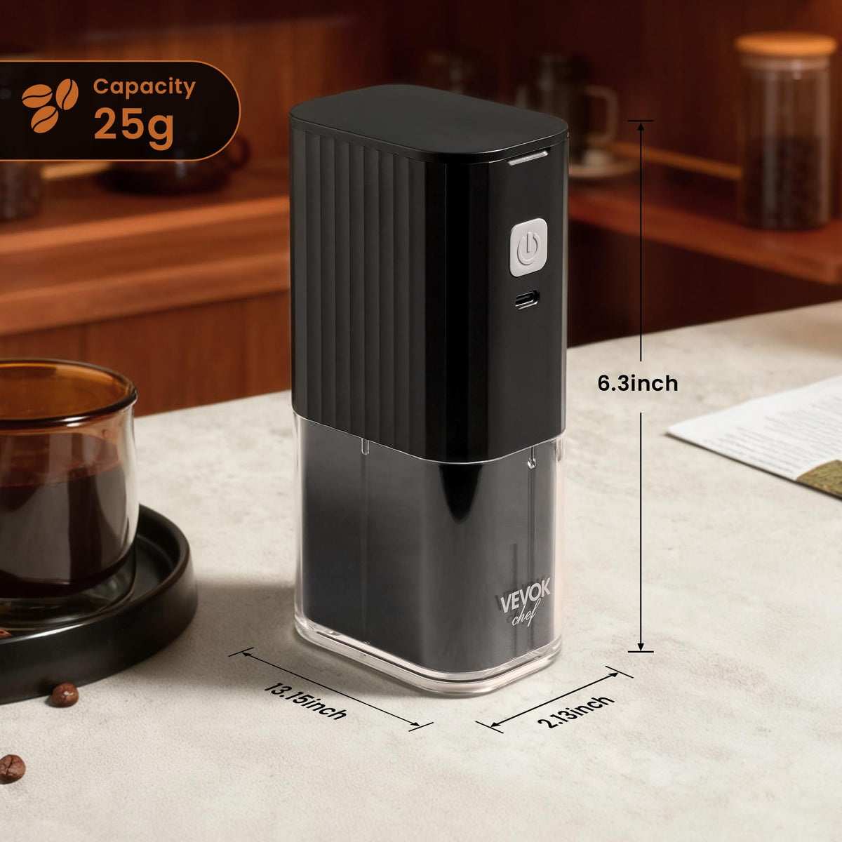 Portable Electric Coffee Grinder Adjustable Stainless Steel Burr X365525