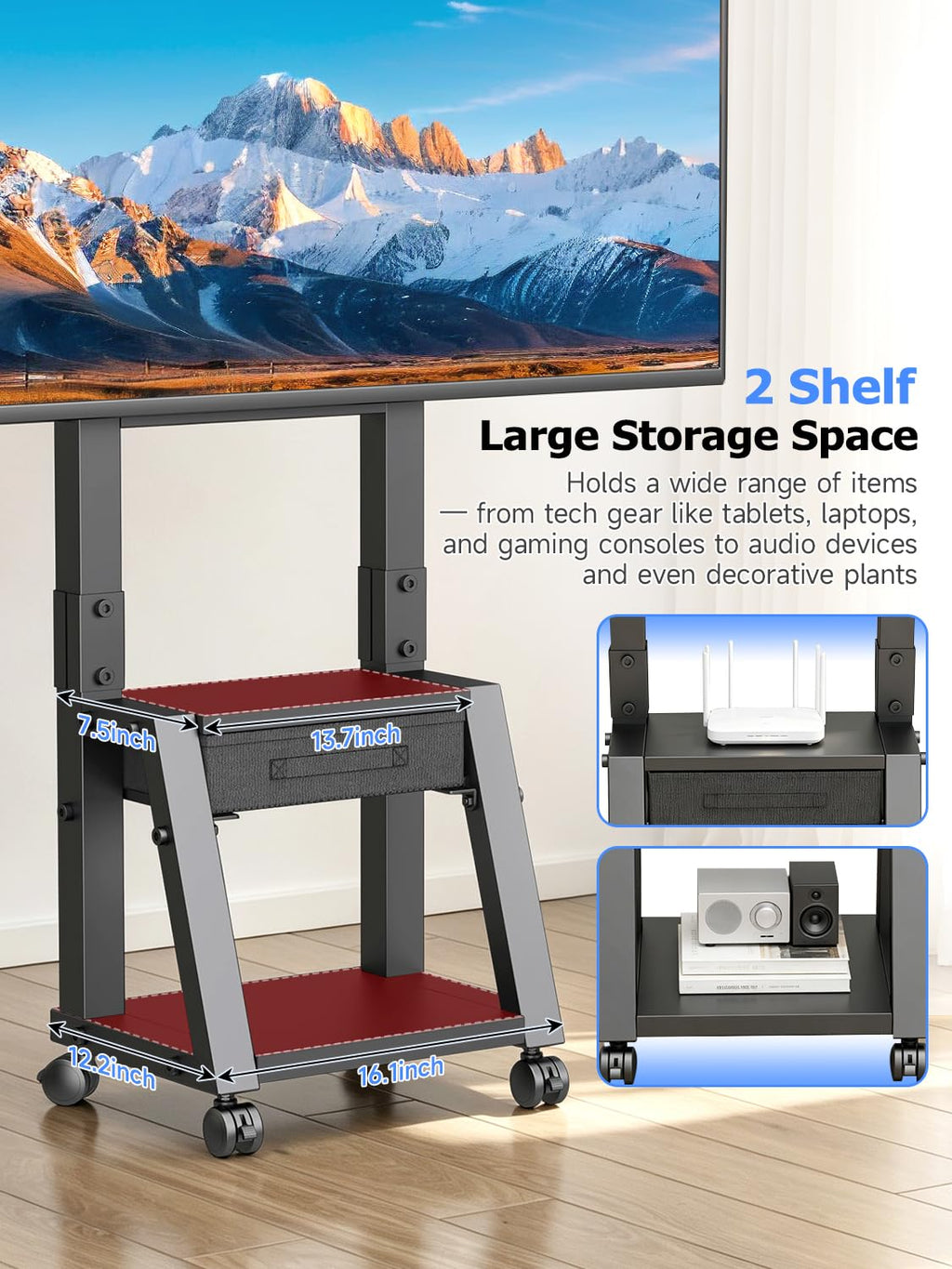 Mobile TV Cart with Storage Drawer for 32-75 inch TVs W221901