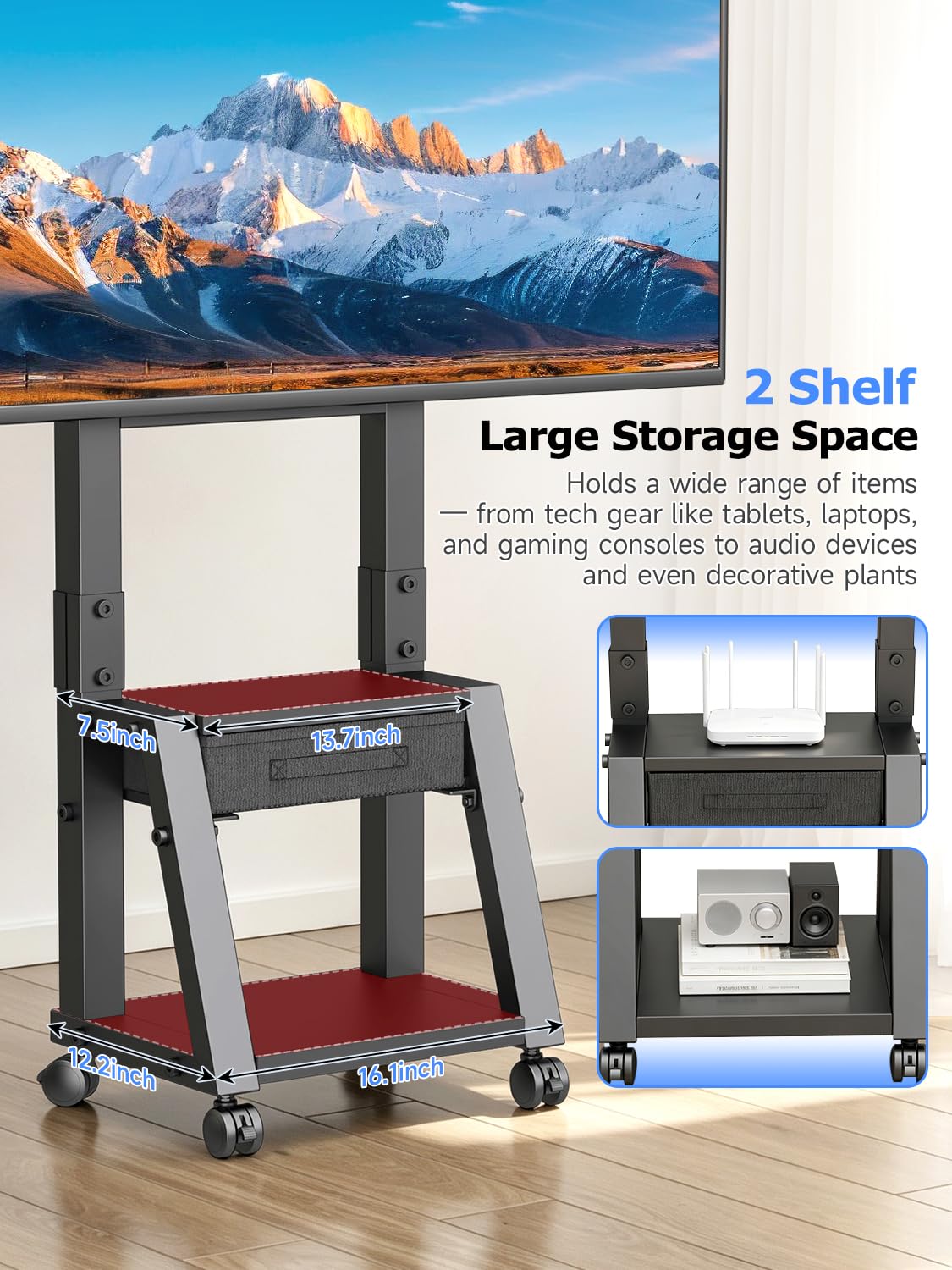 Mobile TV Cart with Storage Drawer for 32-75 inch TVs W221901