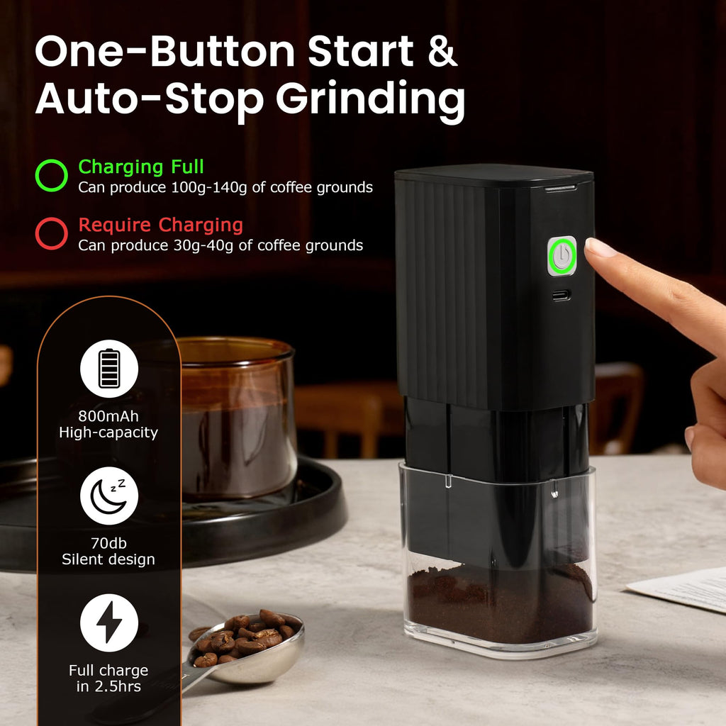 Portable Electric Coffee Grinder Adjustable Stainless Steel Burr X365525