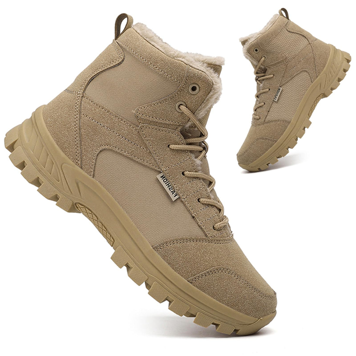 Mid Top Fur Lined Suede Leather Waterproof Military Tactical Boots O9061