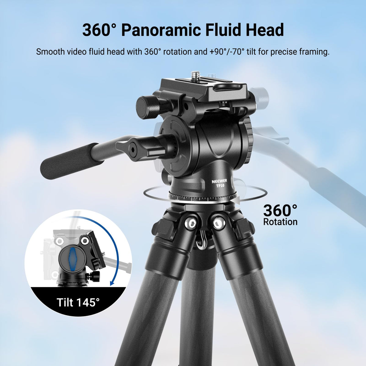Carbon Fiber Desktop Mini Tripod with Video Fluid Head P85124