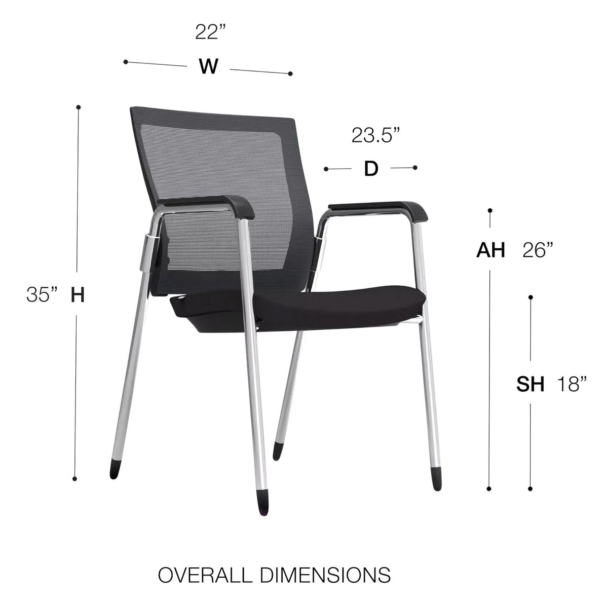 Grey Mesh Stackable Visitor Chair Set of 2 U61574