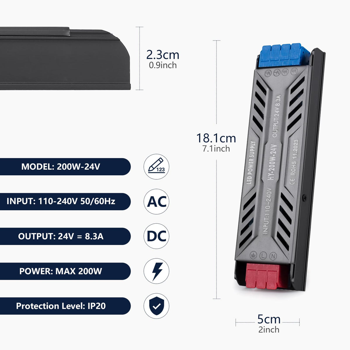 24V 200W Ultra Slim LED Power Supply H4389