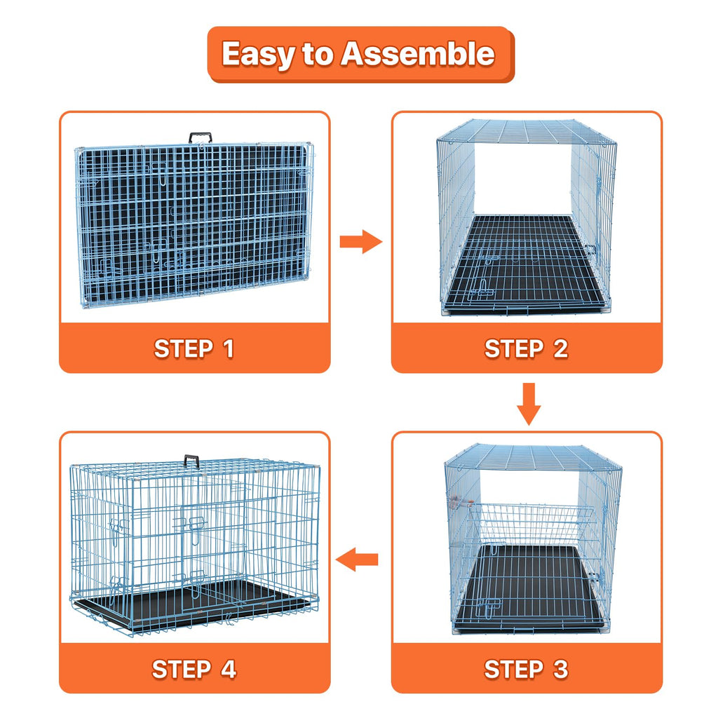 Folding Metal Dog Crate with Plastic Tray & Divider Q4221