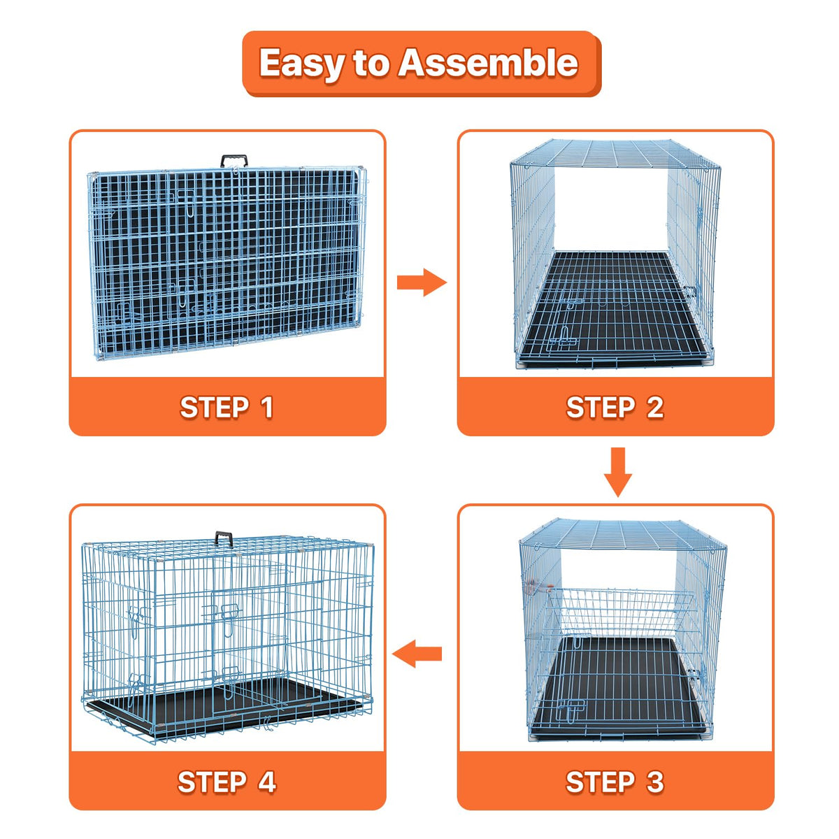 Folding Metal Dog Crate with Plastic Tray & Divider Q4221