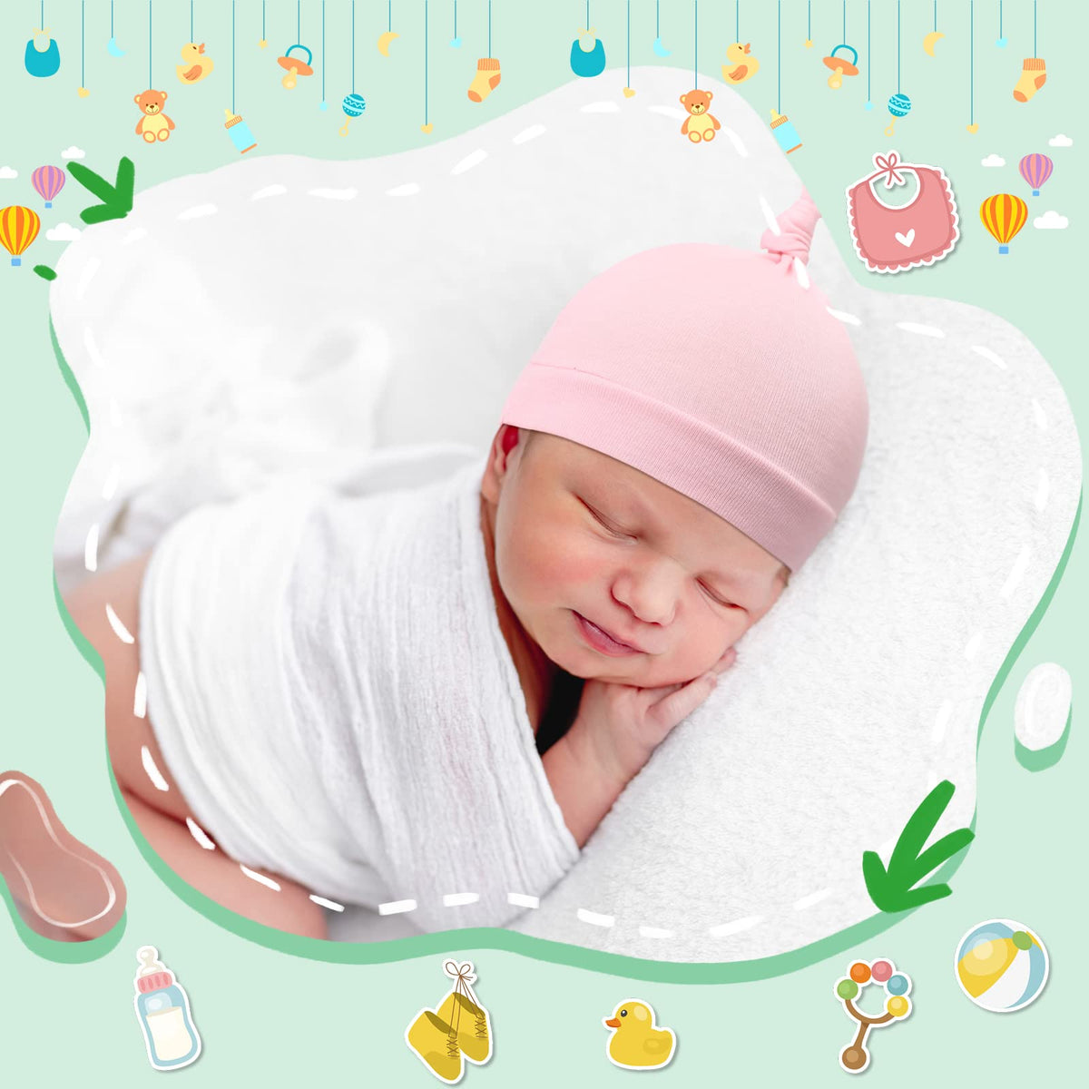 30 Pack Newborn Knot Beanie Hats X51558