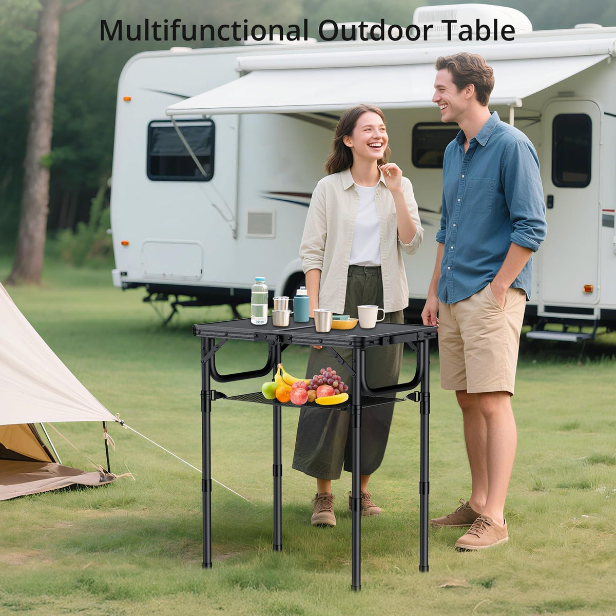 24"X 16" Adjustable Height Folding Camping Table Y859548