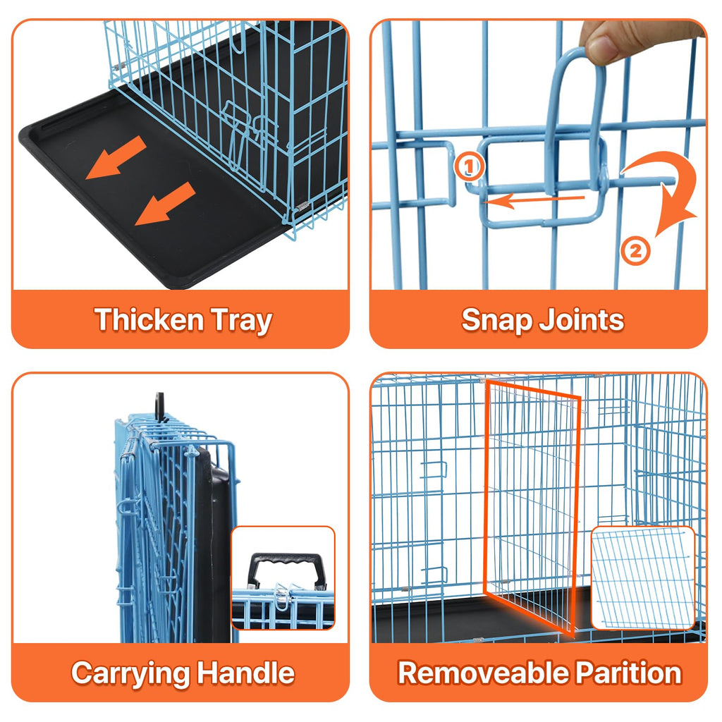 Folding Metal Dog Crate with Plastic Tray & Divider Q4221