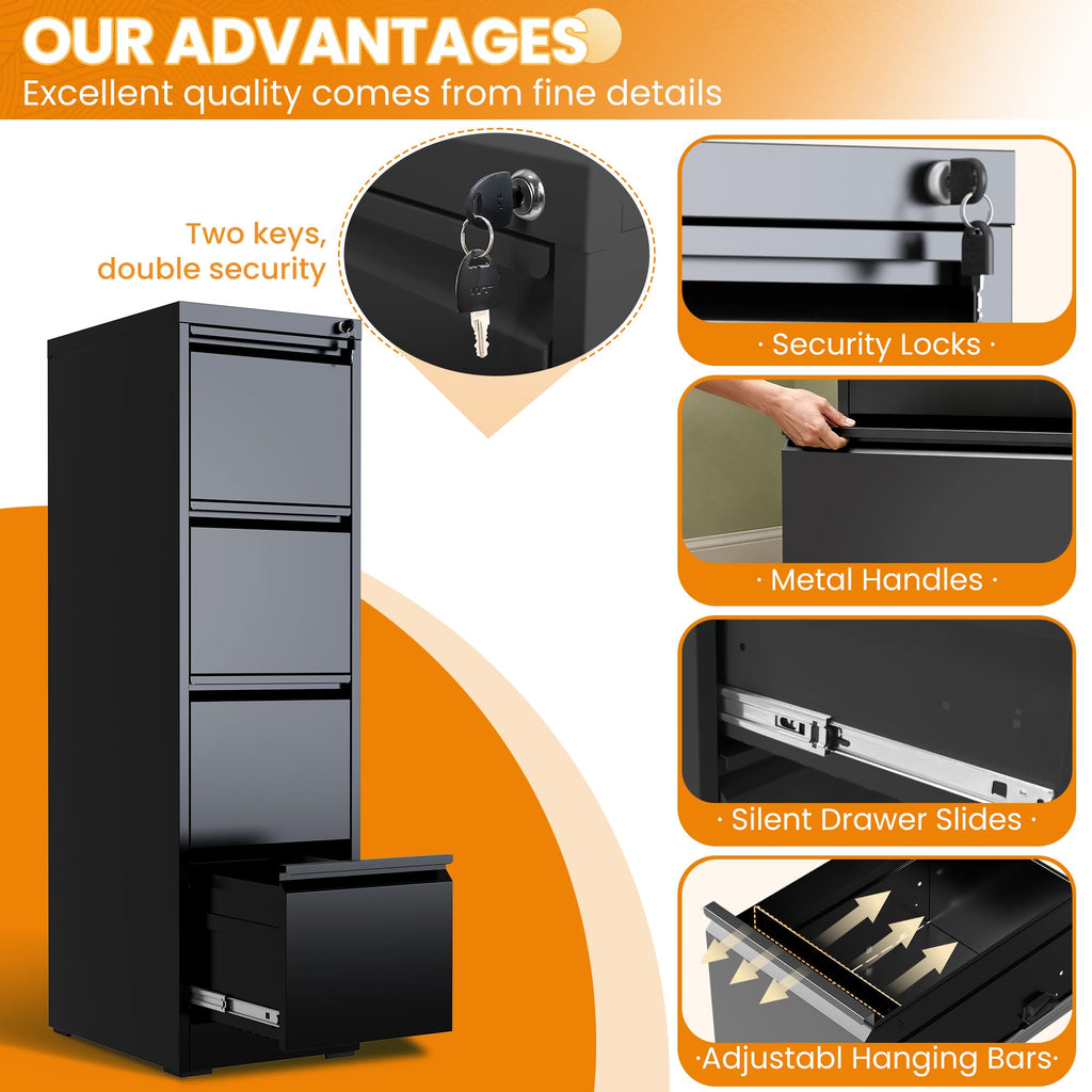 4 Drawer Lockable Metal File Cabinet M51653