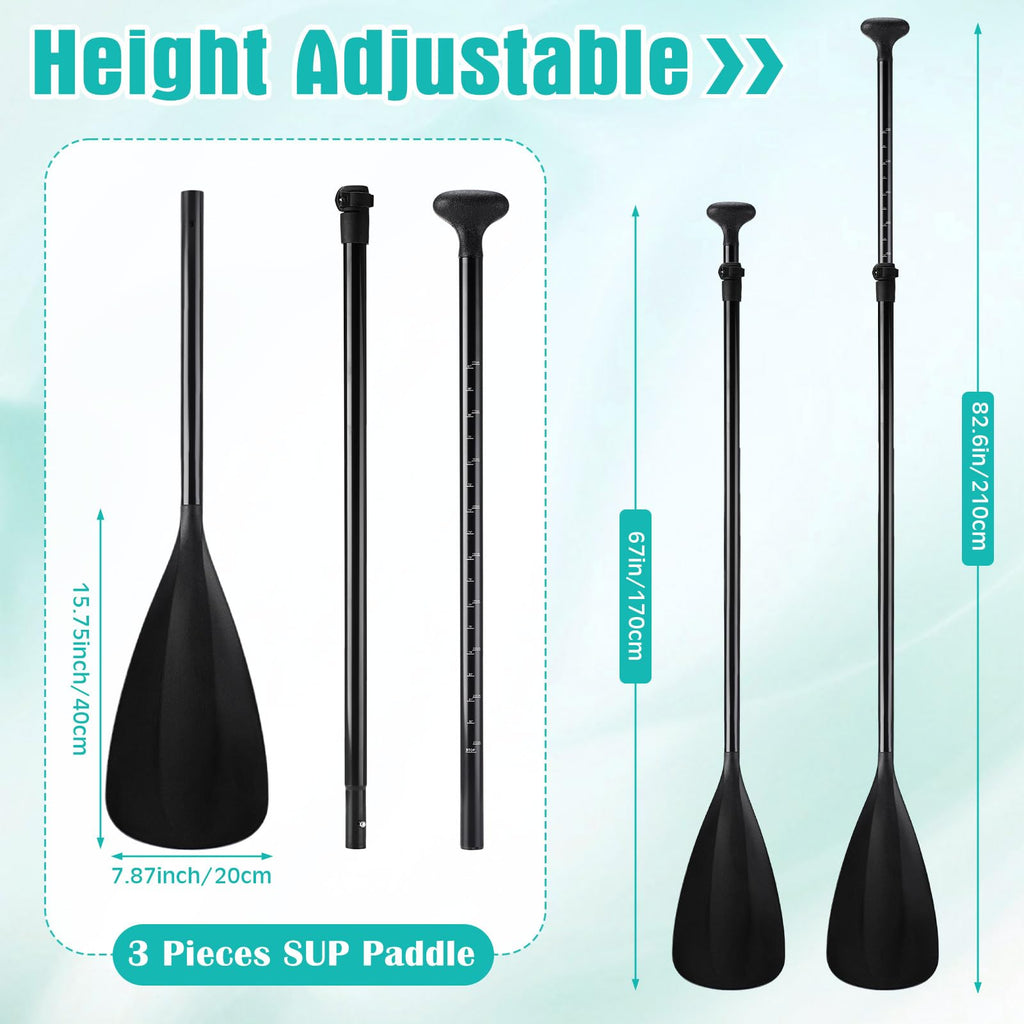 3 Pieces Paddle Board Paddle with Leash Detachable Aluminum Alloy Shaft K285830
