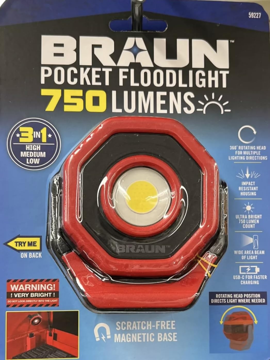 Red Rechargeable Magnetic LED Floodlight O605