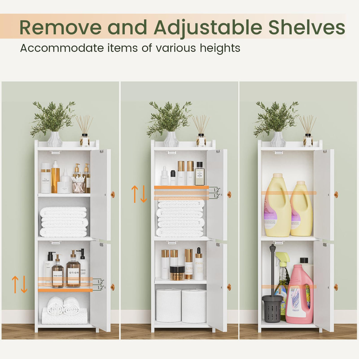 White Bathroom Storage Cabinet with 2 Doors T58000