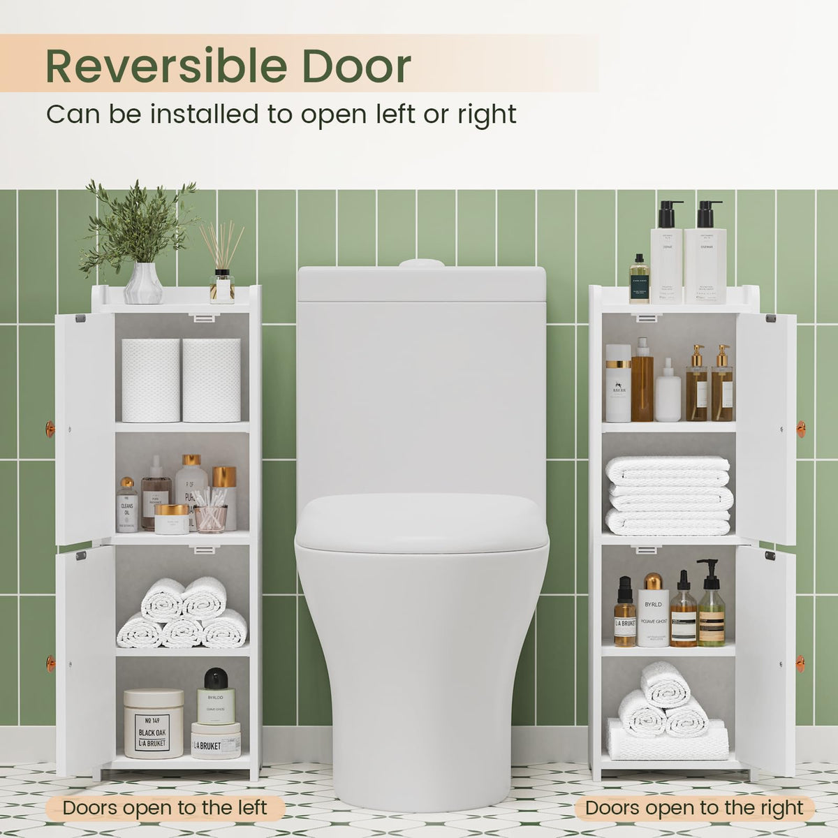 White Bathroom Storage Cabinet with 2 Doors T58000