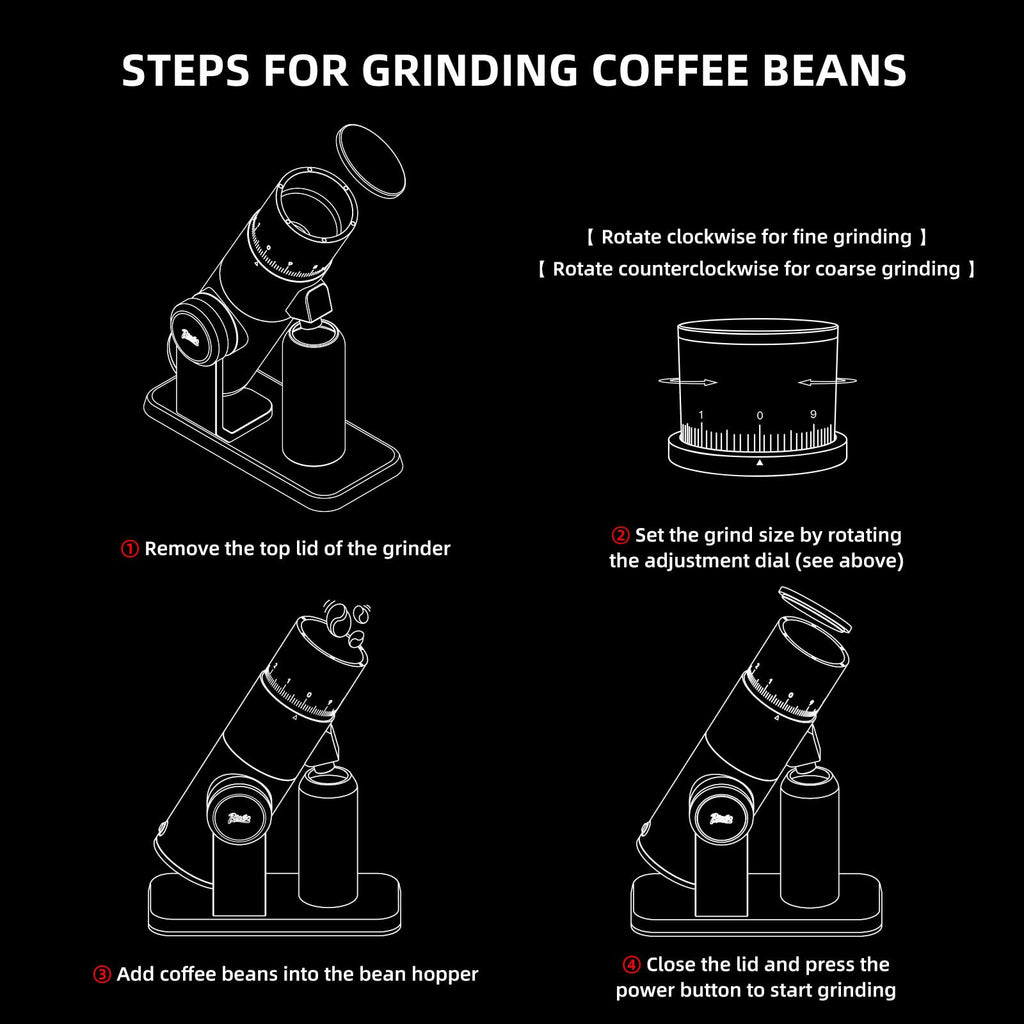 Black Electric Burr Coffee Grinder with Stainless Steel Conical Burr P924