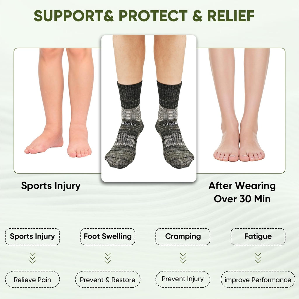 Compression Ankle Support Crew Socks 3 Pairs P757544