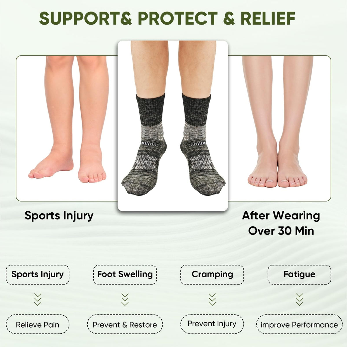 Compression Ankle Support Crew Socks 3 Pairs P757544