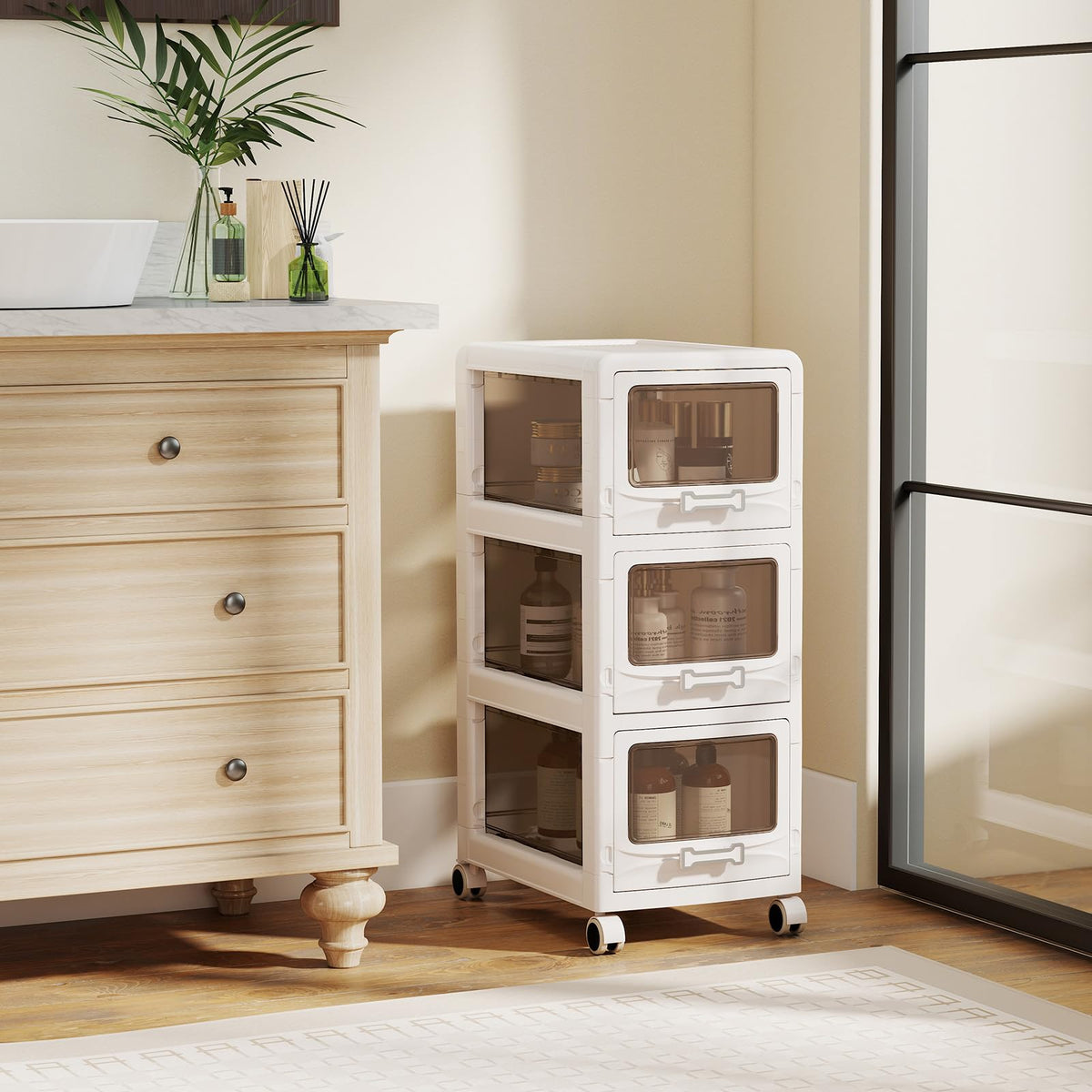 3 Tier Rolling Storage Cart with Drawers U13694