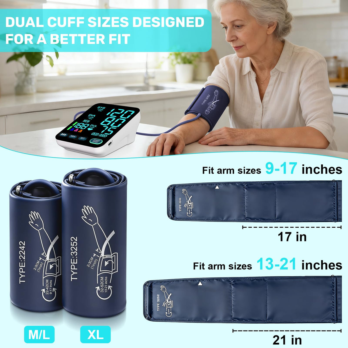 Upper Arm Blood Pressure Monitor with 2 Cuffs P961866