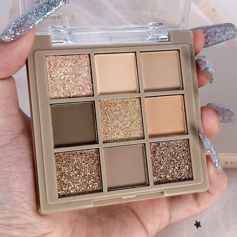 9 Colors Gold Matte Shimmer Vegan Eyeshadow Palette M7513