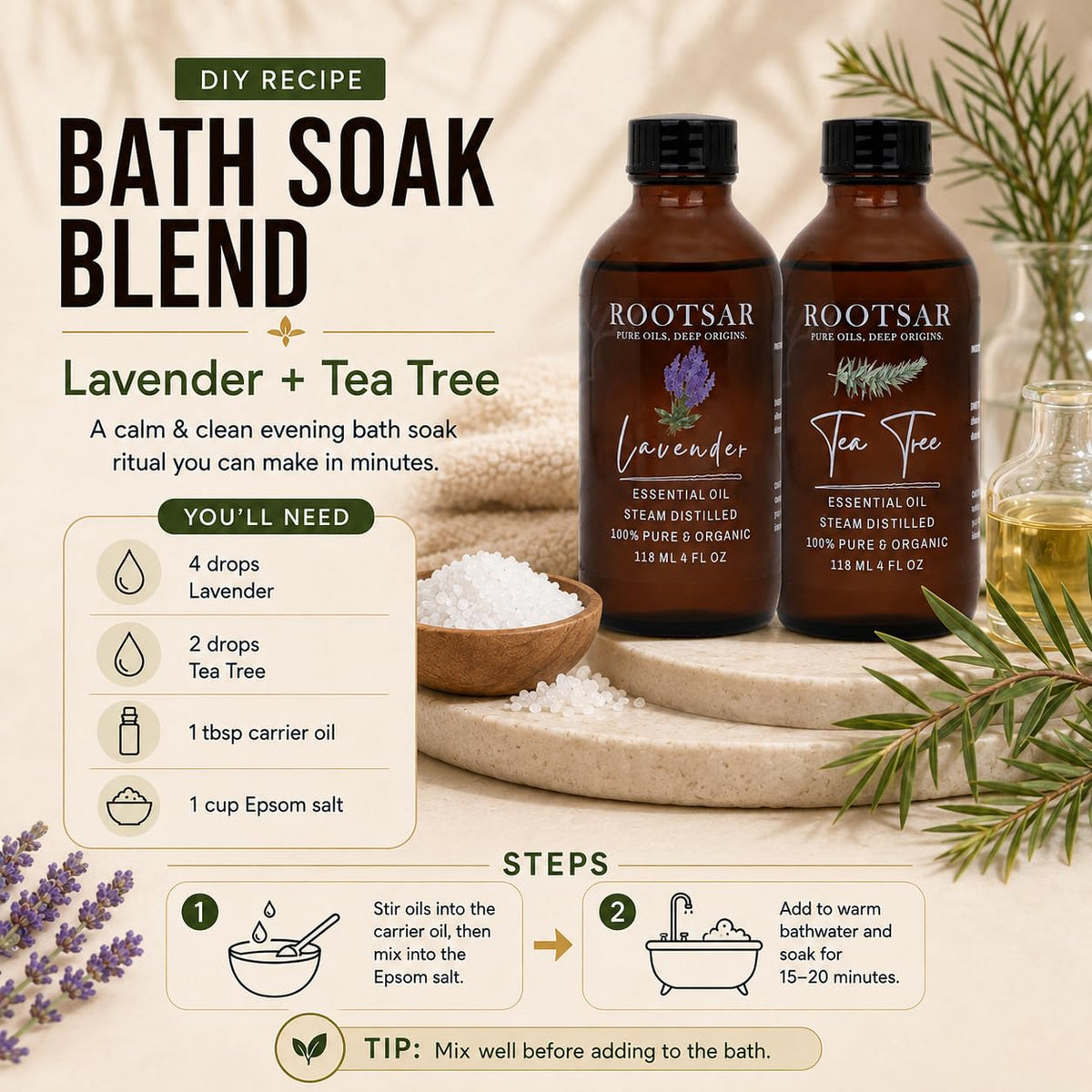 Lavender and Tea Tree Essential Oils Pack of 2 P3110
