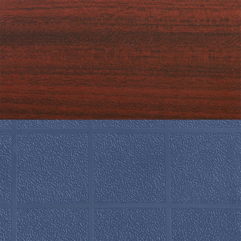 36" Round Mobile Mahogany Table with 4 Navy Blue Stack Chairs G7862