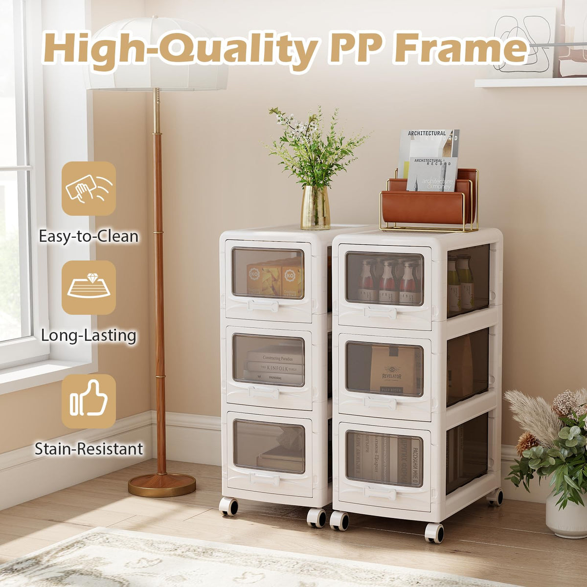 3 Tier Rolling Storage Cart with Drawers U13694