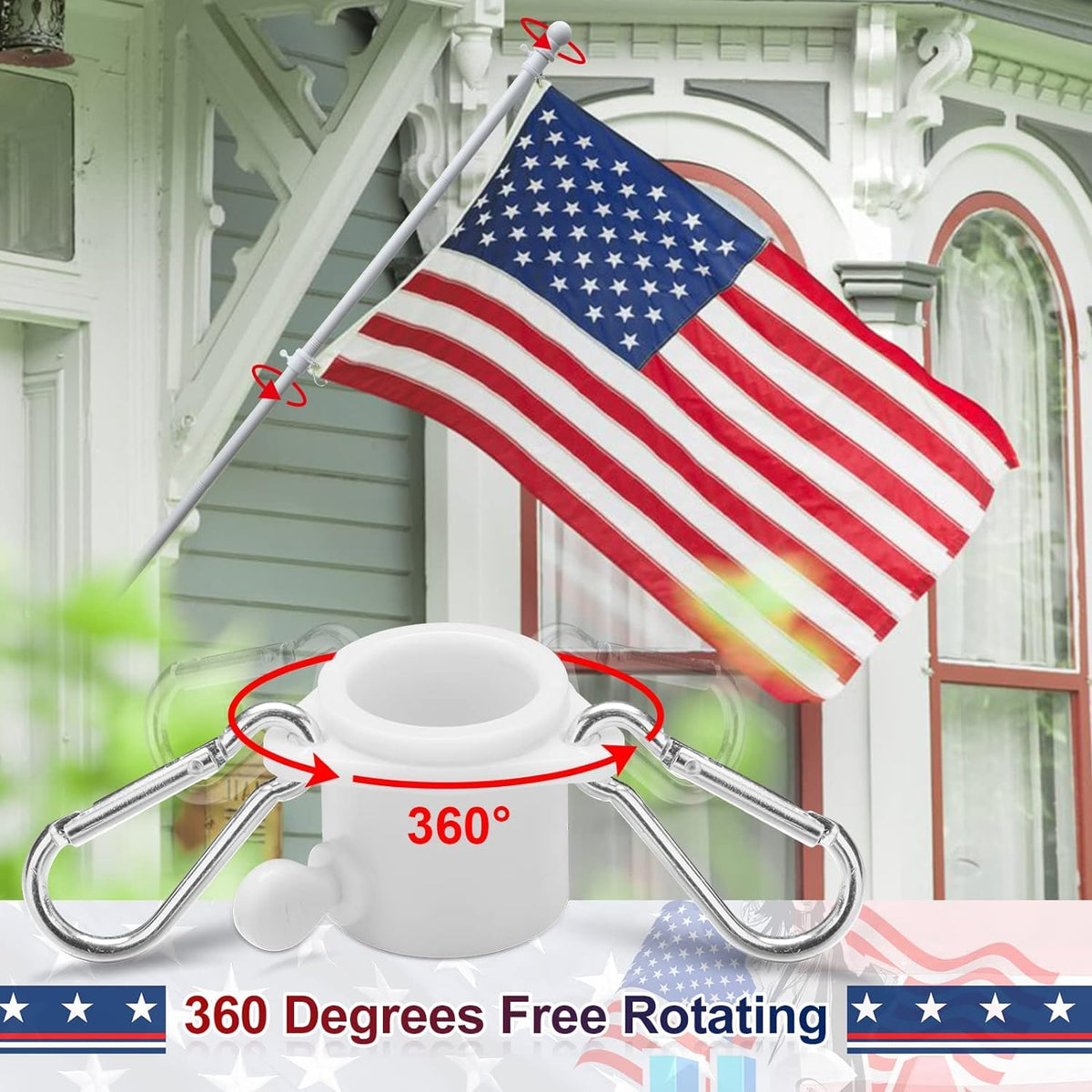 5ft Heavy Duty Tangle Free Flag Pole Kit with 3x5 Embroidered American Flag C938958