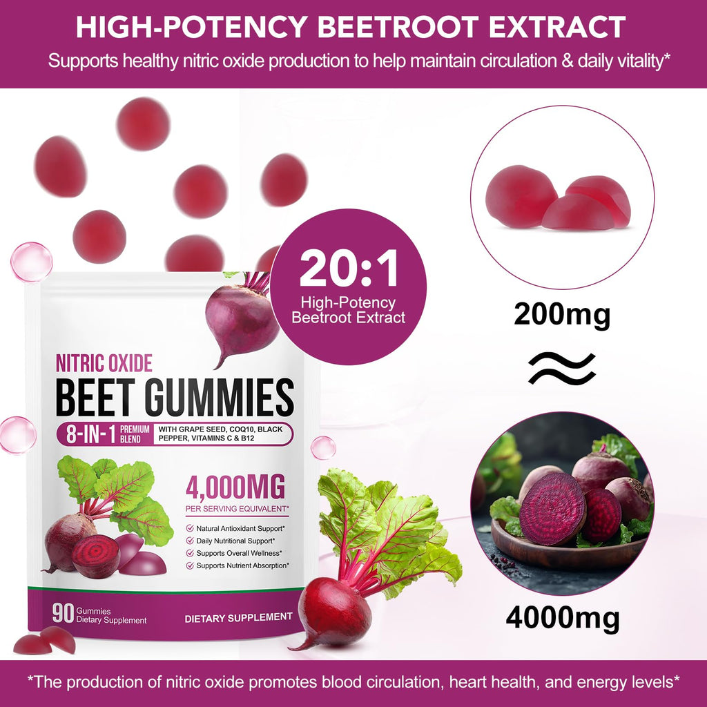 Beet Root Gummies with CoQ10 90 Soft Chews I852
