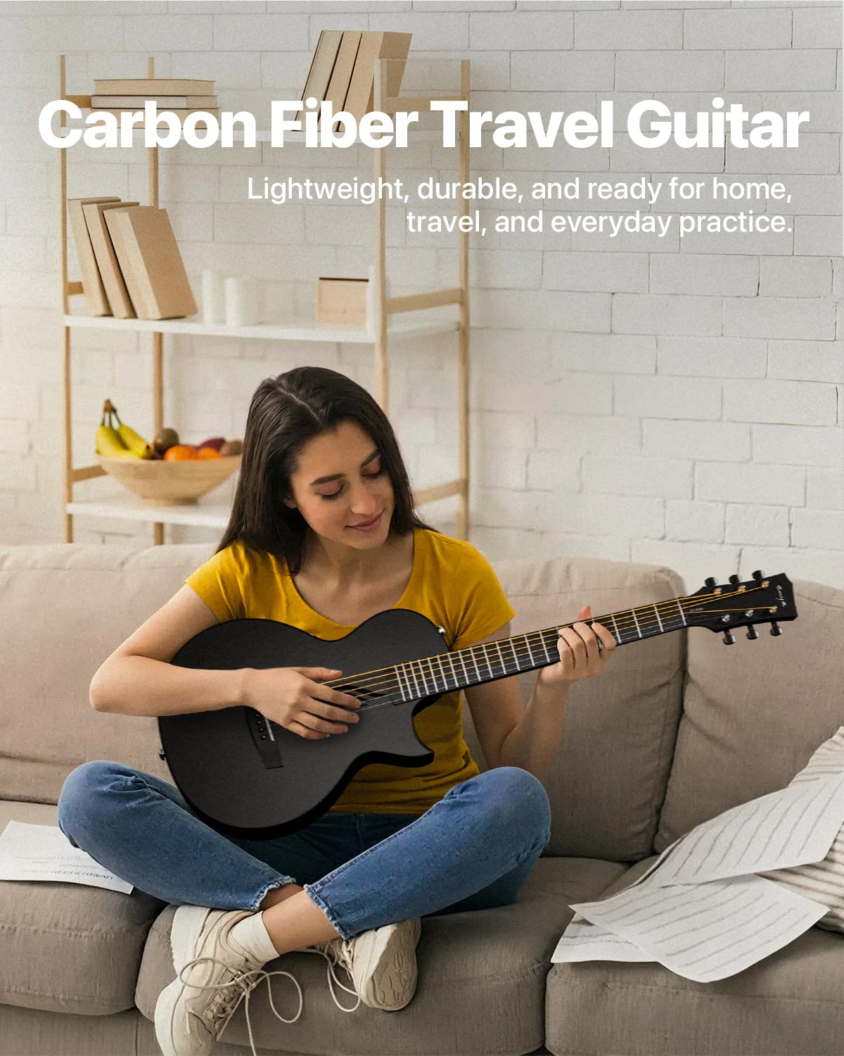 Carbon Fiber 35-Inch Smart Acoustic-Electric Travel Guitar X584806