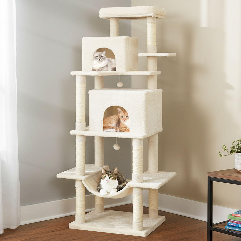 70 Inch Multi-Level Cat Tree with Sisal Scratching Posts and Condos B4723