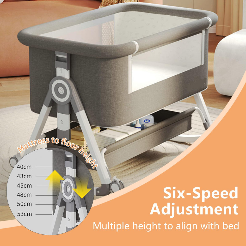 4 in 1 Baby Bassinet Bedside Sleeper with Wheels and Mattress F482