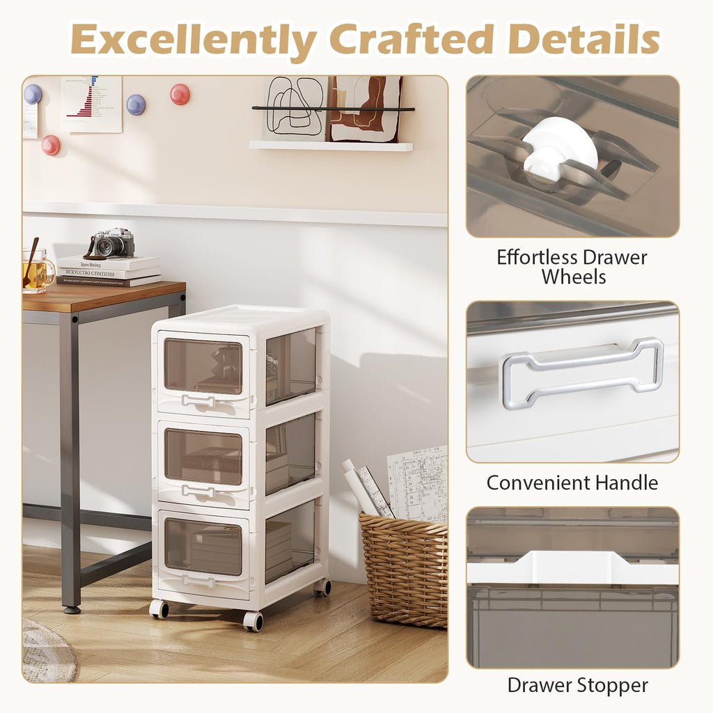 3 Tier Rolling Storage Cart with Drawers U13694