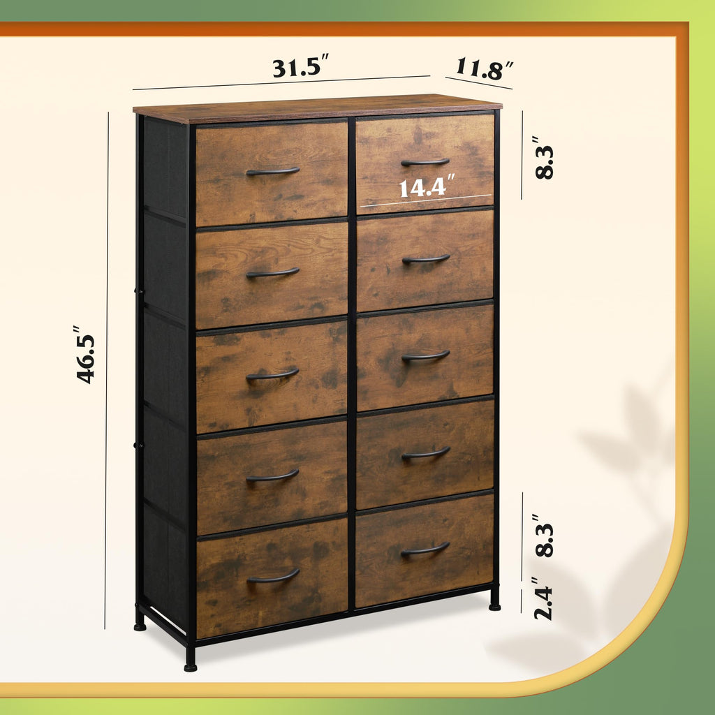Rustic Brown Wood Grain Print Tall Dresser Y8074