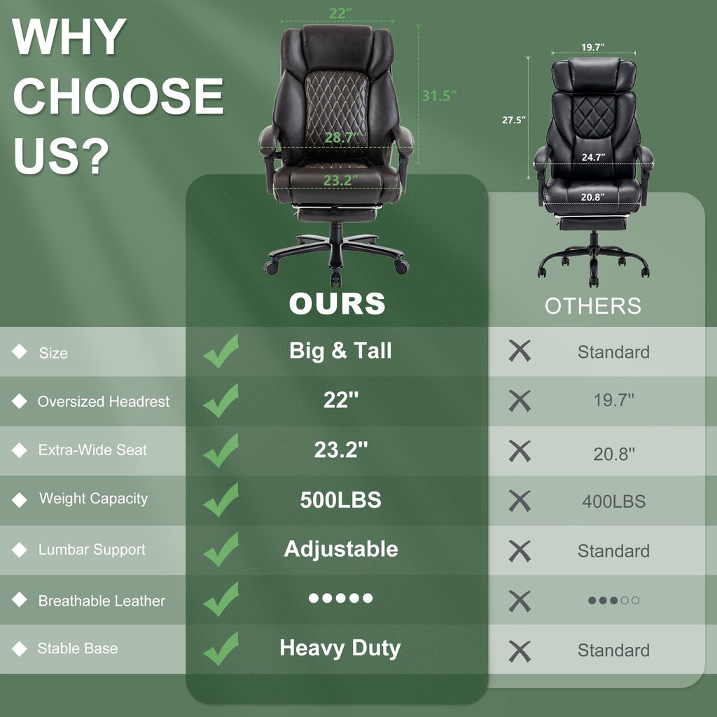 Brown Reclining Executive Office Chair with Footrest R360966