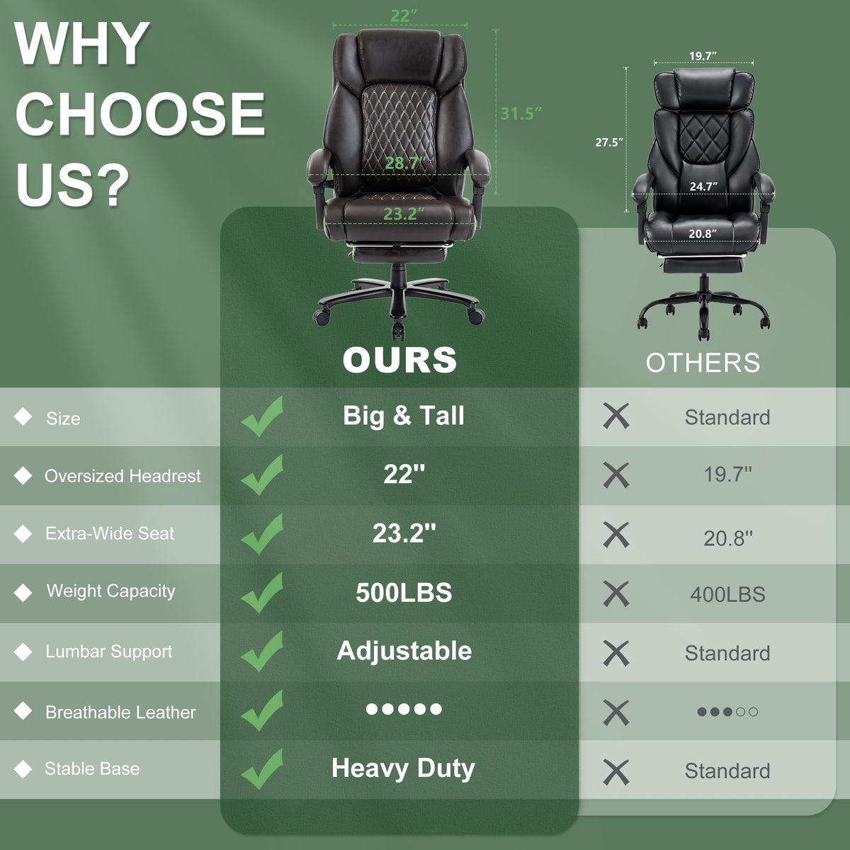 Brown Reclining Executive Office Chair with Footrest R360966