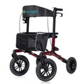 All-Terrain Rollator Walker with 12” Front Wheels, Compact Folding, Red T649