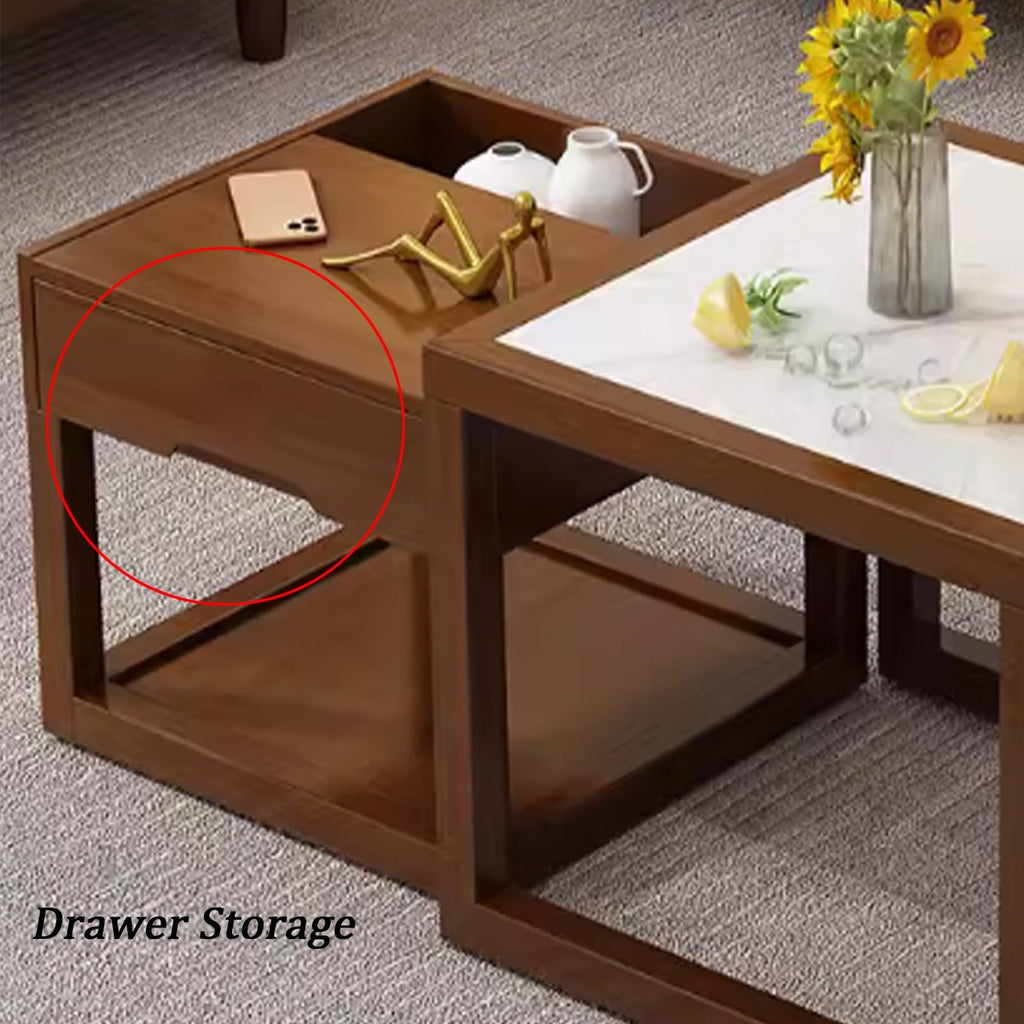 Square Two-Piece Coffee Table Set with Hidden Drawer Storage C78695