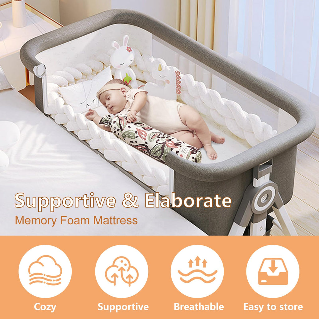 4 in 1 Baby Bassinet Bedside Sleeper with Wheels and Mattress F482