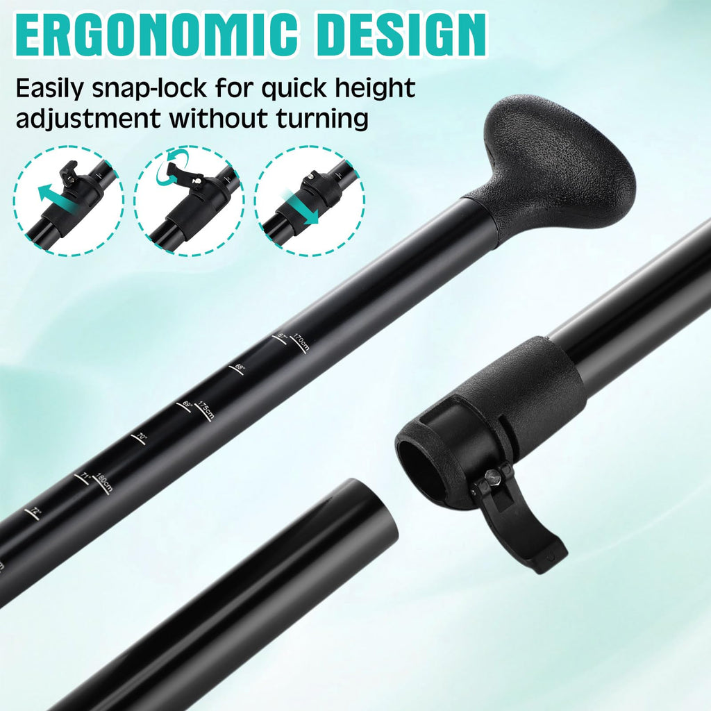 3 Pieces Paddle Board Paddle with Leash Detachable Aluminum Alloy Shaft K285830